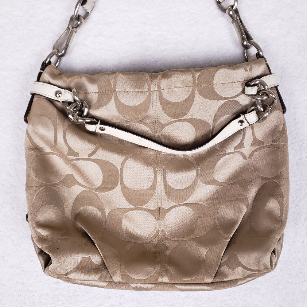 Coach‎ Signature C Jacquard Hobo Bag Large Champagne - Picture 2 of 16